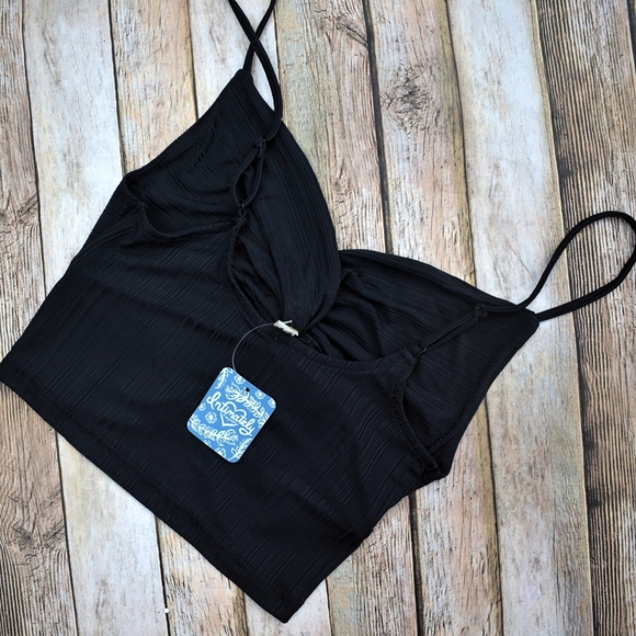 Last 1! Call It Crop Twist Front Tank Black - Picture 5 of 6